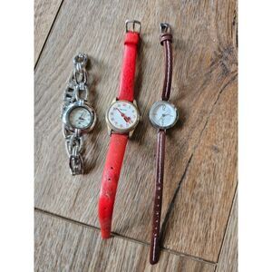 3-Watch Bundle - Vintage Nelson Swiss Heart Watch & Fashion Lot - Untested